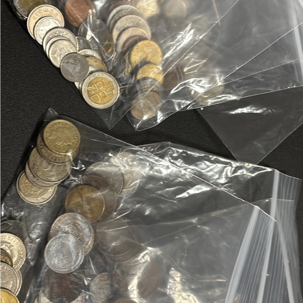 Assorted Coins in Clear Bags